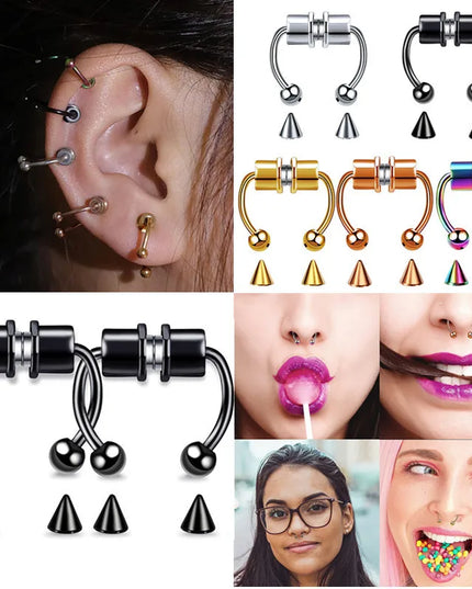 Stainless Steel Magnet Nose Ring Fake Piercing Horseshoe Rings Nose Clip Non-pierced Nose Hoop Fashion Women Men Body Jewelry