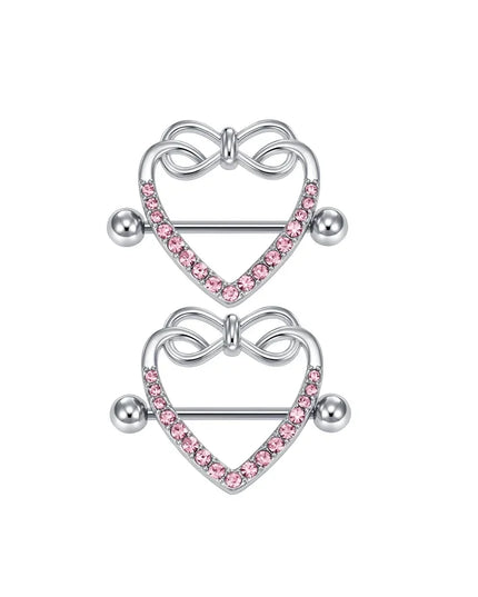 1Pair Heart Shaped Nipple Rings Piercing Jewelry for Women Sexy Clips Stianless Steel Nipple Ring Clamps Pierced Body Jewelry