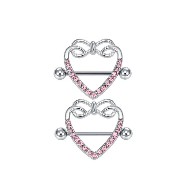 1Pair Heart Shaped Nipple Rings Piercing Jewelry for Women Sexy Clips Stianless Steel Nipple Ring Clamps Pierced Body Jewelry