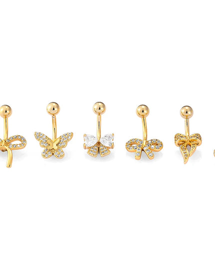 1PC 14G Surgical Steel Belly Button Rings Bow Butterfly Snake Cubic Zirconia Belly Button Barb Ombligo Piercing Jewelry