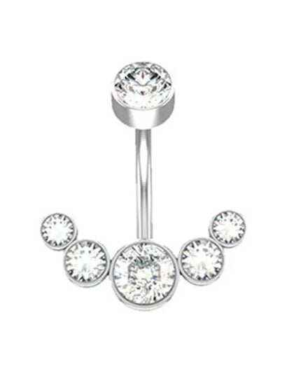 Dainsty Dangled Belly Button Rings Surgical Steel 14G Bar Navel Piercing Ring Crystal CZ Bee Flower Heart Belly Ring Ear Jewelry