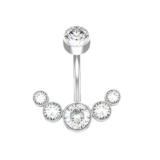 Dainsty Dangled Belly Button Rings Surgical Steel 14G Bar Navel Piercing Ring Crystal CZ Bee Flower Heart Belly Ring Ear Jewelry
