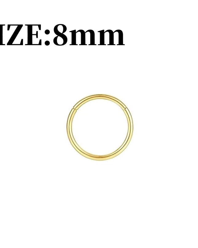 Gold Nose Rings for Women and Men, Clicker Septum Rings, Hoop Earrings, Suitable for Helix and Cartilage, Body Piercing Earrings