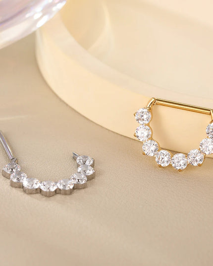 1Pc G23 Titanium CZ Zircon D Shape Nipple Piercing Ring 14G 14mm Nipple Barbell Jewelry Women Girl Nipple Shield Jewelry