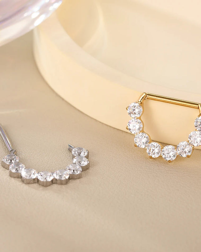 1Pc G23 Titanium CZ Zircon D Shape Nipple Piercing Ring 14G 14mm Nipple Barbell Jewelry Women Girl Nipple Shield Jewelry