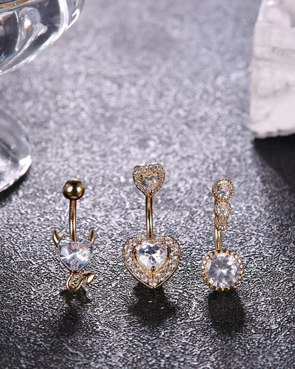 Bobisty Navel Rings for Women Navel Stainless Steel Snake Evil Eye Heart CZ Belly Button Navel Rings Belly Piercing Jewelry