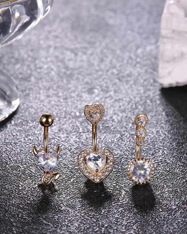 Bobisty Navel Rings for Women Navel Stainless Steel Snake Evil Eye Heart CZ Belly Button Navel Rings Belly Piercing Jewelry