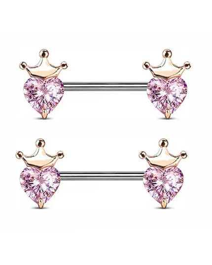 1Pair Pink Butterfly Nipple Piercing Jewelry Shiny Crystal Nipple Rings For Women Girls Heart Nipple Barbells Piercing Pezon