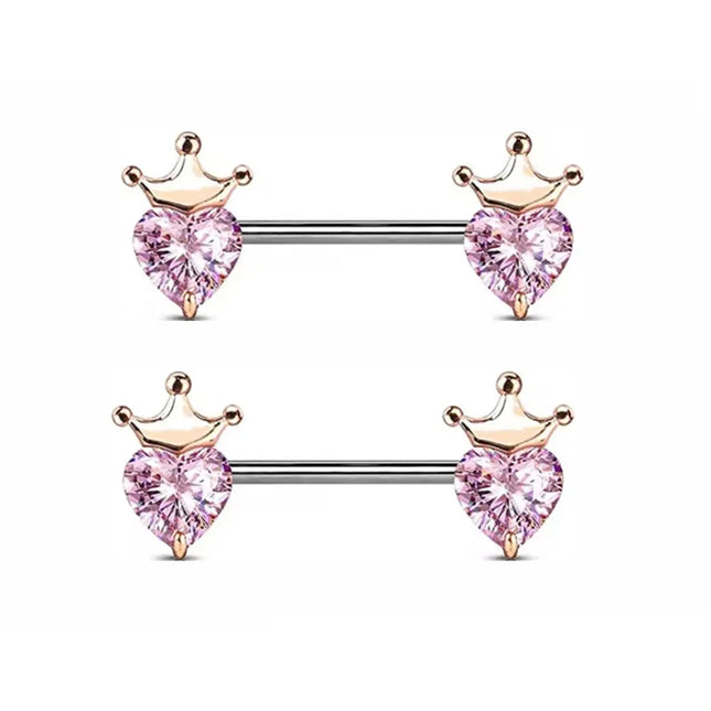1Pair Pink Butterfly Nipple Piercing Jewelry Shiny Crystal Nipple Rings For Women Girls Heart Nipple Barbells Piercing Pezon