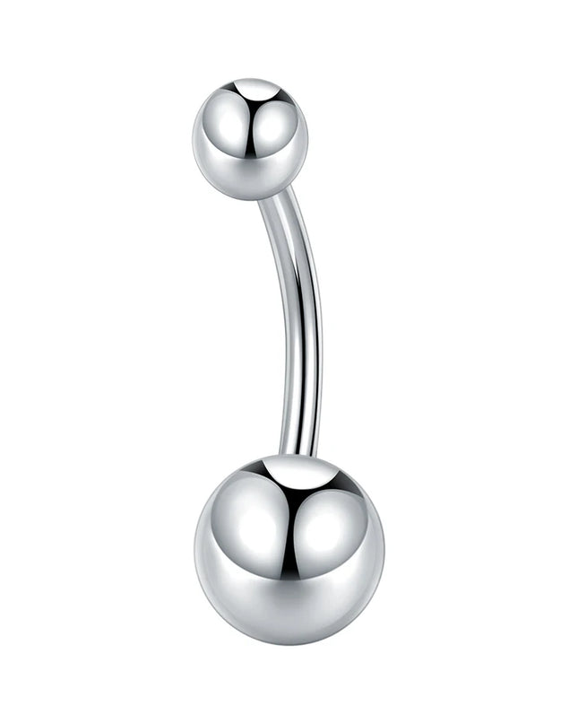 1pc Titanium 6/8/10/12mm Belly Button Ring With Double Ball Top Internally Threaded Navel Piercing Body Jewelry