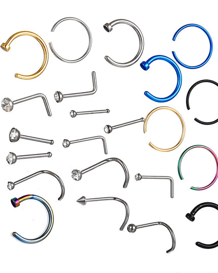 22 Pcs Of Suit Fake Nose Ring Earrings Fashion Punk Non-nose-piercing Septum Women Jewelry