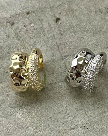New Trending Zircon Double-layer Ear Cuff No Piercing Earring Punk Unique Metal Geometric Ear Clip for Women Y2K Jewelry 2024