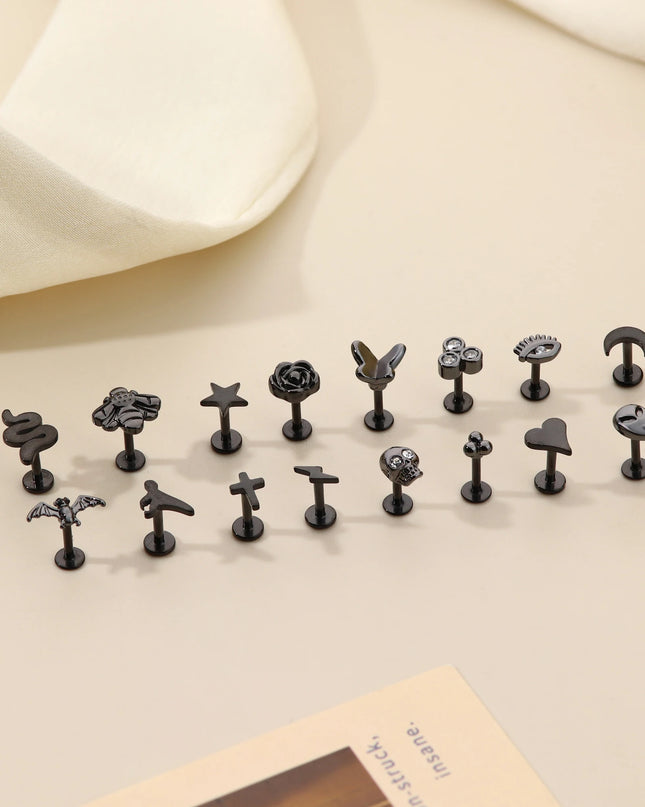 Drperfect Tragus Piercing Jewelry for Women Men Helix Cartilage Conch Earring Nose Stud Stainless Steel Medusa Labret Lip Ring