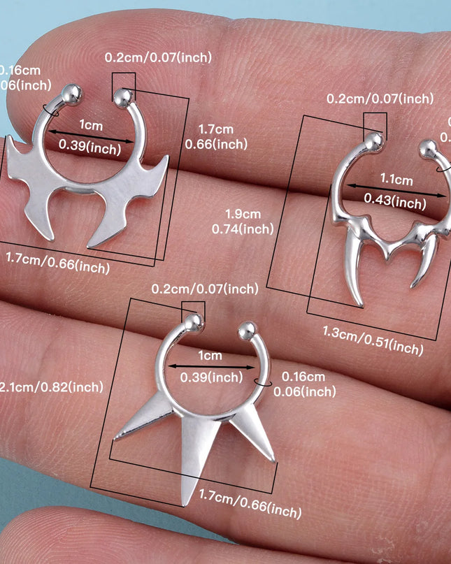 1-3pcs Fake Clip on Nose Rings Hoop Septum Non Piercing Nose Cuff Stainless Steel Horseshoe Punk for Men Women Body Jewelry