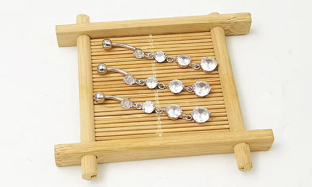 925 sterling silver Dangle Belly Button Rings for Women Fashion CZ Belly Ring Dangling navel piercing jewelry