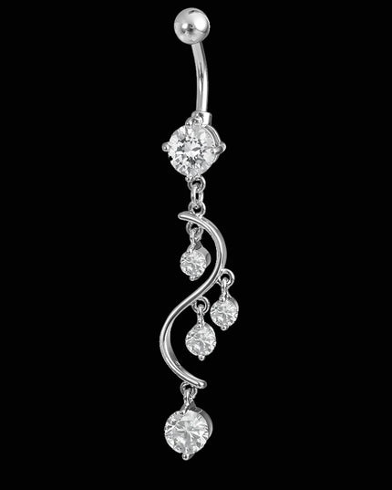 KUNIU 1PC Stylish Simple Long Zirconium Belly Button Nail Lady'S Body Piercing Jewelry Belly Ring Belly Jewelry