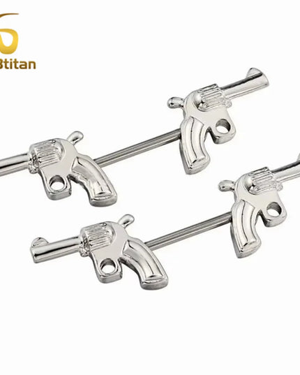 2pcs Gun Surgical Piercing Nipple Rings for Women Men 14G Titanium Steel Industrial Barball Nipple Piercing Sexy Body Jewelry