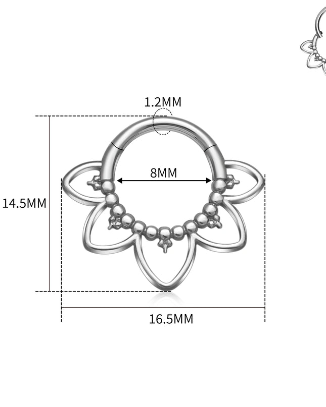 G23 Titanium Clicker Nose Rings Septum Ring Hoop Piercing 16G Flower Punk Gothic Round Cartilage Tragus Earring Body Jewelry