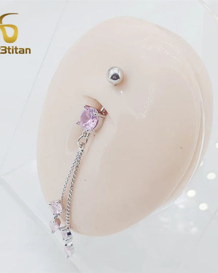 Long Belly Button Rings for Women 14G Titanium Bar Butterfly Heart Charms Dangle Navel Piercing Jewelry Beach Sexy Accessories