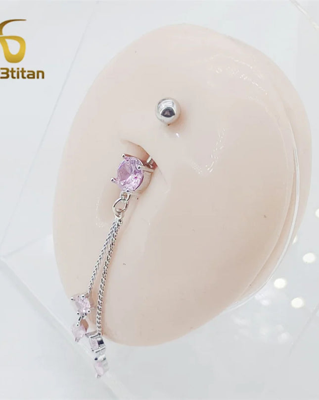 Long Belly Button Rings for Women 14G Titanium Bar Butterfly Heart Charms Dangle Navel Piercing Jewelry Beach Sexy Accessories