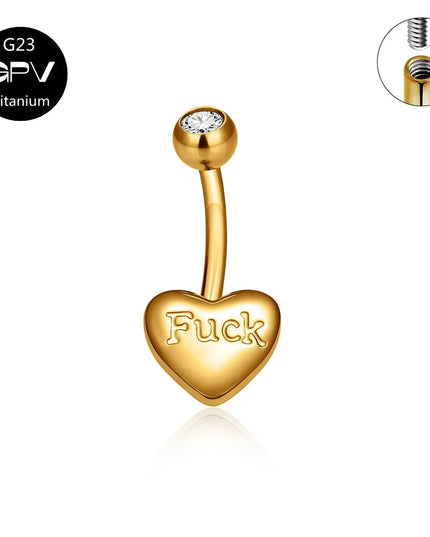 ASTM G23 Titanium Love Belly Button Ring Engraved Letters Internal Thread Women's Pierced Jewelry Belly Button Ornament