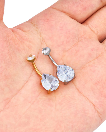 G23 Titanium 14G Belly Button Ring Round Navel CZ Barbell Belly Rings For Women Heart-shaped water droplet Belly Button Rings