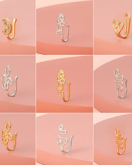 Fashion Nose Ring Charm Crystal Butterfly Pentagram Nose Ring Women Fake Piercing Clip on Nose Ear Rings Body Jewelry