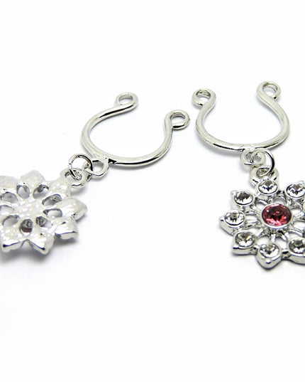 2Pcs High Quality Crystal Adjustable Size y Non Pierced Clip On Nipple Ring Body Jewelrys Nipple Adult Toy Piercing