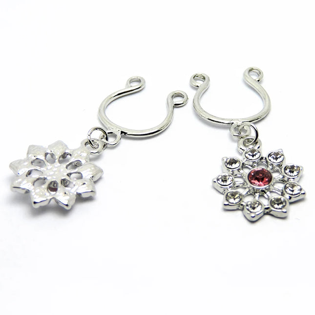2Pcs High Quality Crystal Adjustable Size y Non Pierced Clip On Nipple Ring Body Jewelrys Nipple Adult Toy Piercing