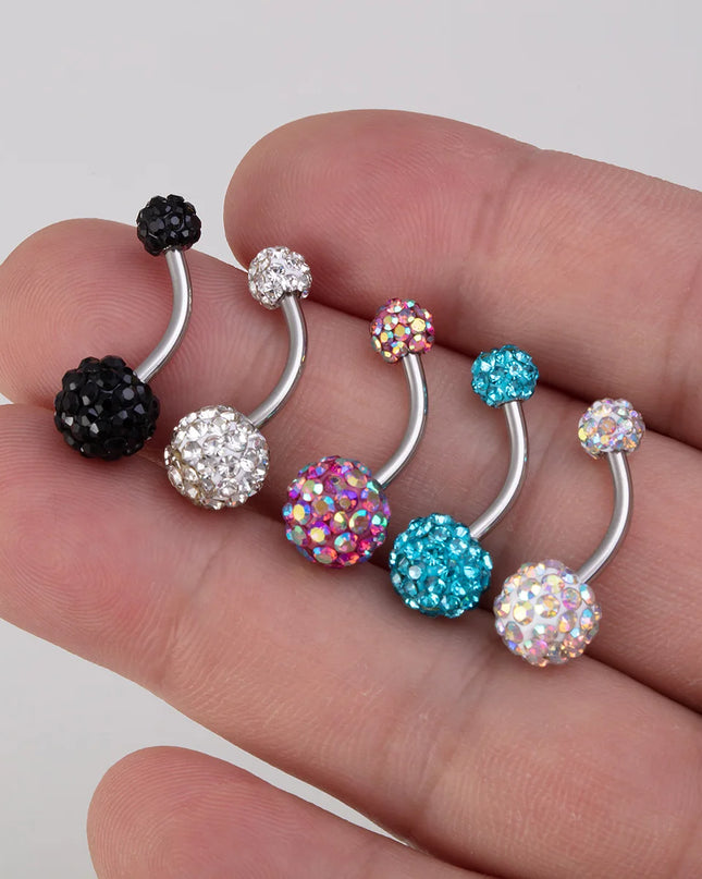1pc Ferido Belly Button Rings Bling CZ Ball Belly Ring Navel Piercing Crystal Piercings 14G Fashion Body Jewelry for Women Girl