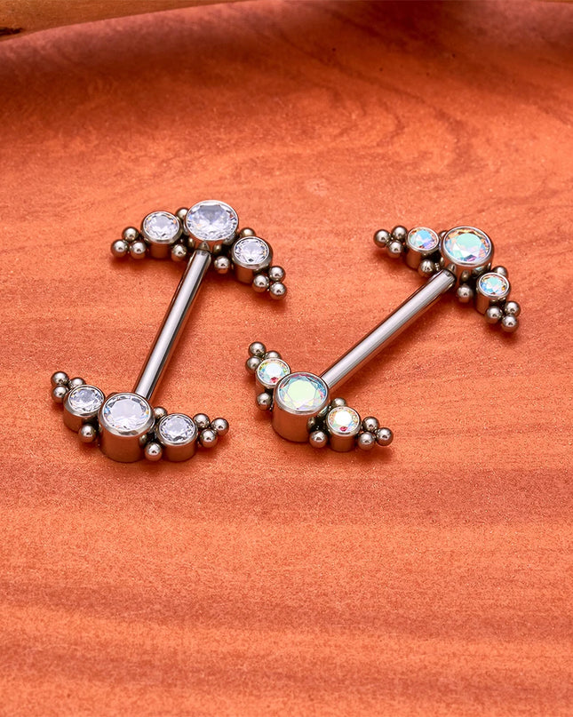 14G Nipple Rings G23 Titanium Barbell Zircon Nipple Shield Piercing for Women Girls Sexy Nipple Piercing Jewelry