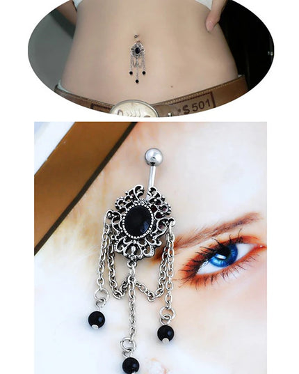 Old Sliver Vintage Ethnic Style Belly Button Rings Anti-allergy Stainless Steel Sexy Lady Piercing Ombligo Body Jewelry