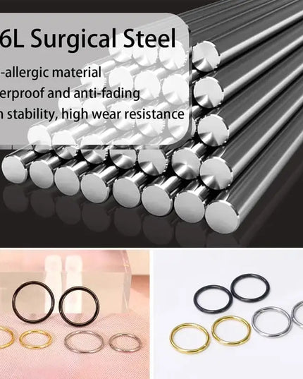 6Pcs/lot Stainless Steel Nose Ring Body Clip Hoop for Women Men Cartilage Piercing Segment Nose Hoop Septum Clicker Lip Ear Ring