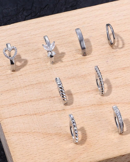 Bobisty 1Pc Surgical Steel Navel Rings Heart Butterfly Belly Button Piercing Reverse Navel Barbell Rings Piercing Jewelry