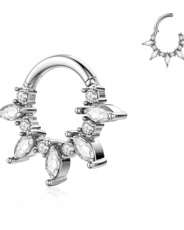 Stainless Steel Nose Ring Flower Hinged Septum Clicker Nose Hoop Seamless Nose Ring for Women Cartilage Nose Piercing Jewelry