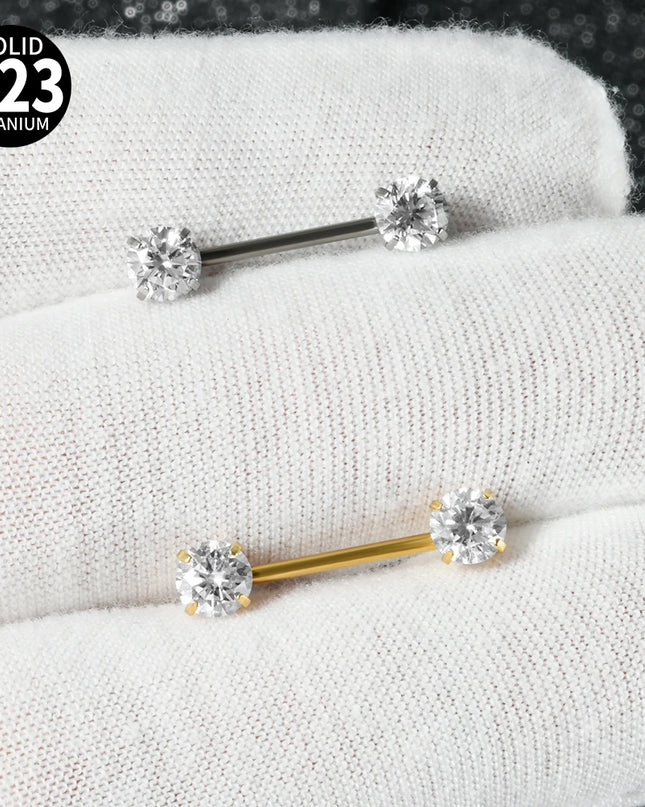 1PC G23 Titanium Double Clear Cz Nipple Rings Internal Thread Barbell Nipple Piercing Nipple Shield 16G Body Piercing Jewelry