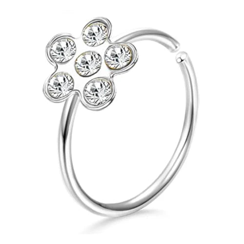 Bobisty 1Pc Nose Rings for Women Men Surgical Stainless Steel Retainer Clear Nose Rings Hoops Cartilage Tragus Piercing Jewelry