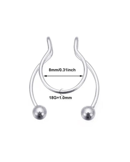 Women Colorful Fake Septum Jewelry Nose Ring Non Piercing Stainless Steel