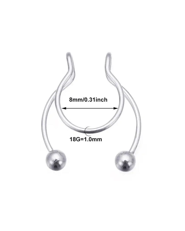 Women Colorful Fake Septum Jewelry Nose Ring Non Piercing Stainless Steel