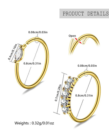 316L Stainless Steel Nose Ring Hoop 20G Cartilage Tragus Helix Conch Nose Piercing Jewelry Hoop Stud Unisex Minimalist