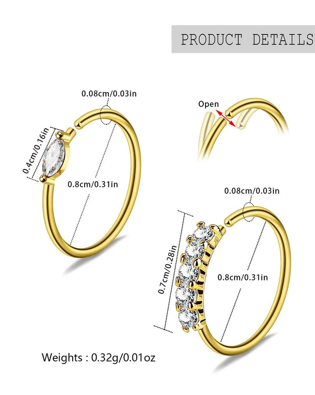 316L Stainless Steel Nose Ring Hoop 20G Cartilage Tragus Helix Conch Nose Piercing Jewelry Hoop Stud Unisex Minimalist