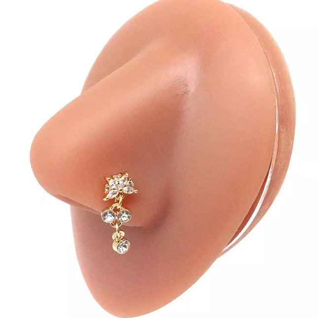 1Pcs Nose Ring for Women Dangle Nose Piercing Stainless Steel Nose Bend Ring Butterfly Dangling Noses Ring Body Piercing Jewelry