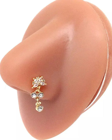 1Pcs Nose Ring for Women Dangle Nose Piercing Stainless Steel Nose Bend Ring Butterfly Dangling Noses Ring Body Piercing Jewelry