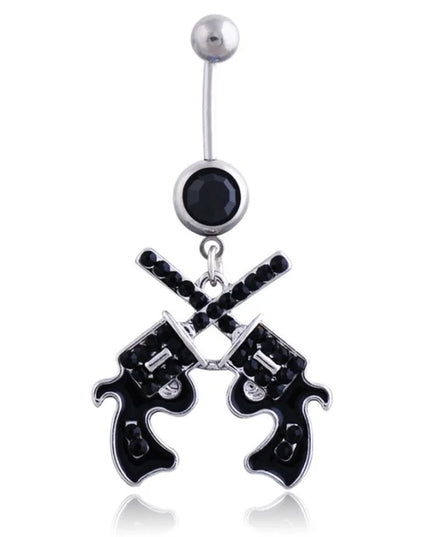 Belly Button Rings Gun Piercing Navel Ring Clear Gem Navel Button Ring Body Jewelry Ombligo Nail Belly Piercing for Women Girls