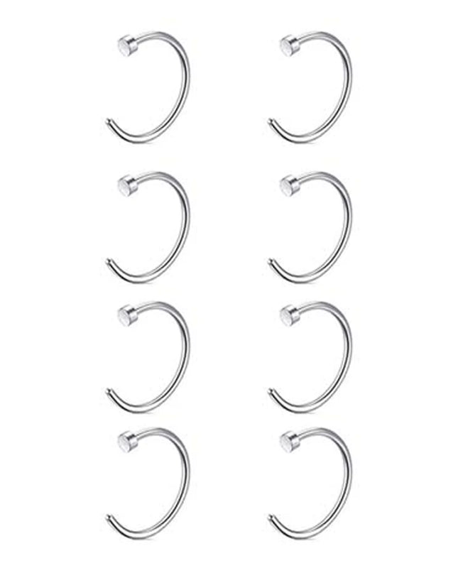 8PCS Nose Rings For Women Men Hypoallergenic 304 Surgical Stainless Steel L Shape Nose Screw