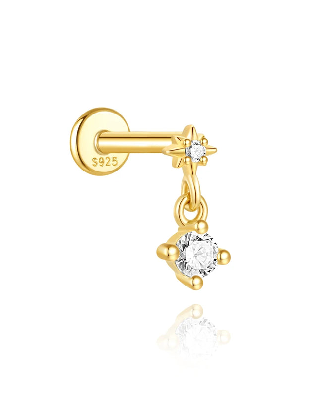 AIDE Heart Round Ball Flat Helix Piercing Earring 925 Sterling Silver Ear Studs Geometric Zircon Exquisite Trinket Studs Aretes