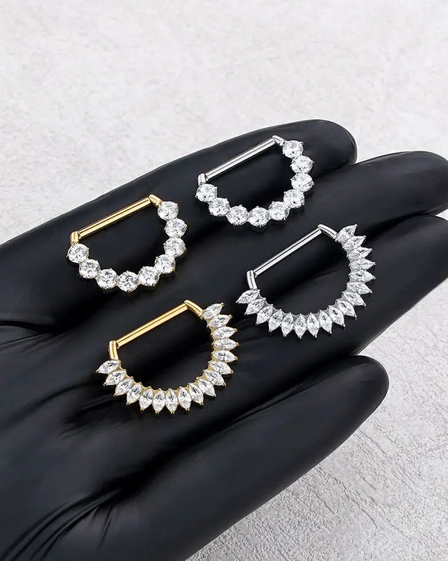 1Pc G23 Titanium CZ Zircon D Shape Nipple Piercing Ring 14G 14mm Nipple Barbell Jewelry Women Girl Nipple Shield Jewelry