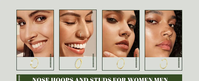 Florideco 14K Gold Plated Nose Rings for Women Men 20G Stainless Steel Nose Rings Hoops L Shaped Studs Nostril Piercings Jewelry
