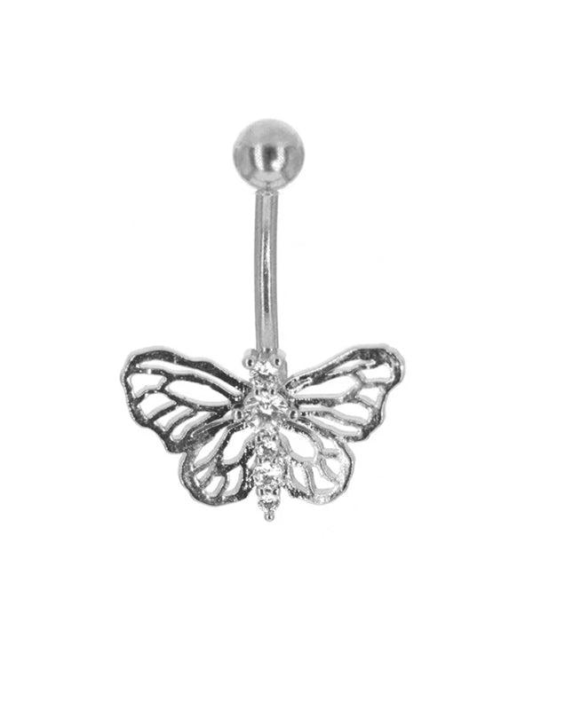 1Pc Butterfly Sexy Dangling Navel Belly Button Ring Oreja 14G Heart Brand New Heart 316L Surgical Steel Belly Piercing Jewelry