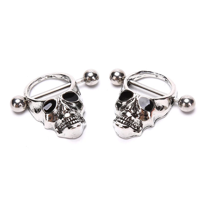 Hot! Skull Bars Nipple Ring Piercing Bar Stainless Steel Barbell Body Breast Jewelry